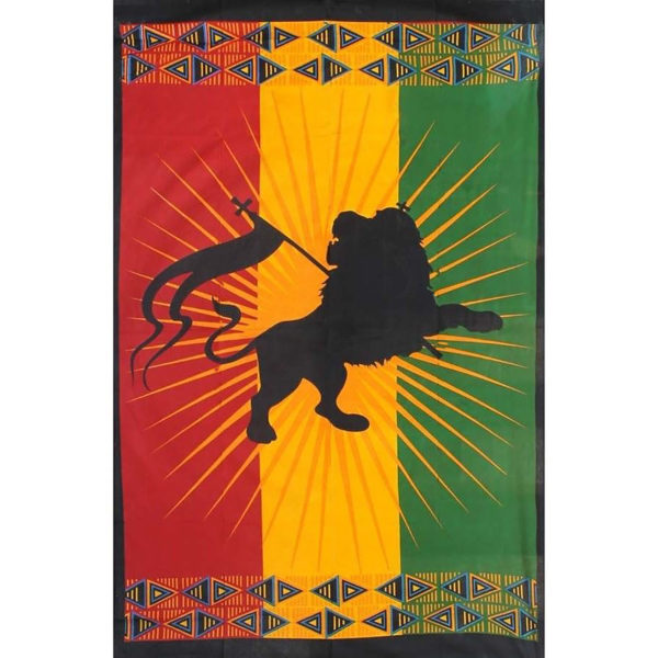 Rasta Lion Cotton Tapestry,  Rastafarian Flag