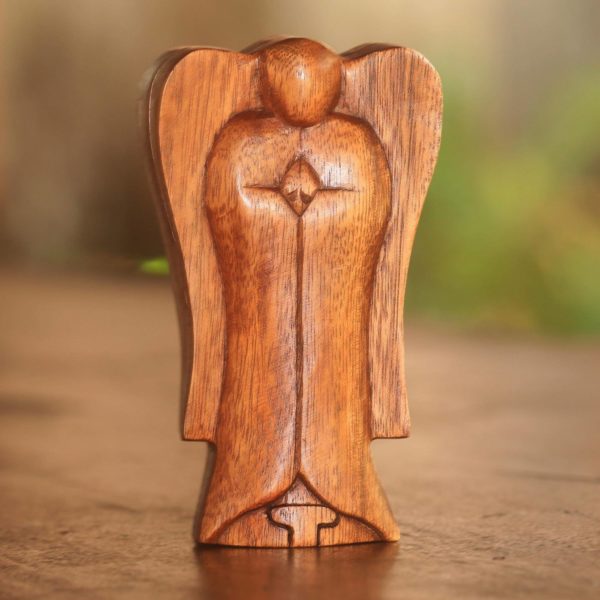 Praying Angel Wood Carved Puzzle Box