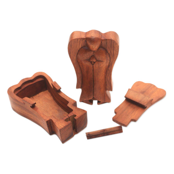 Praying Angel Wood Carved Puzzle Box