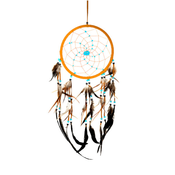 Brown Dream Catcher With Turquoise Stone, Traditional Style