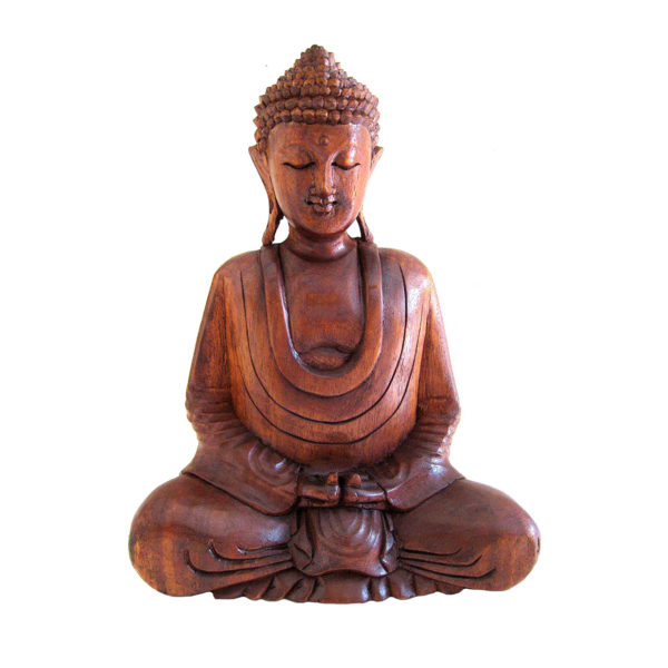 Meditating Buddha Statue, Hand Crafted In Wood