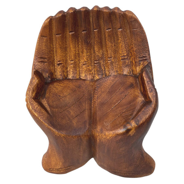 Carved Hands Offering Display Bowl, Hand Crafted