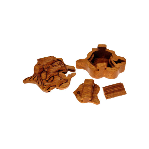 Dolphin Puzzle Box, Hand Carved Trinket Box