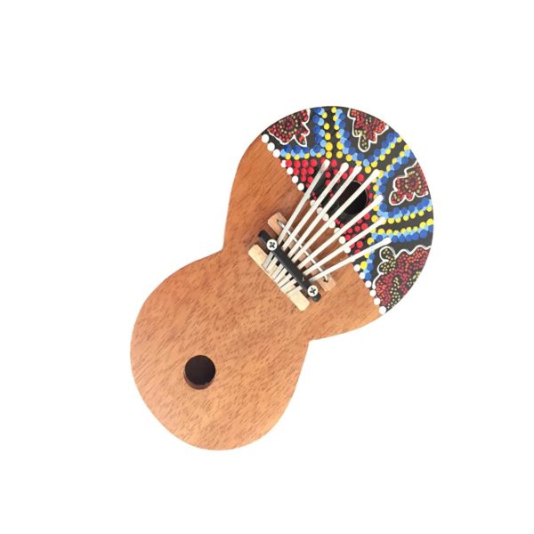 Hand Painted Thumb Piano, Teak Wood