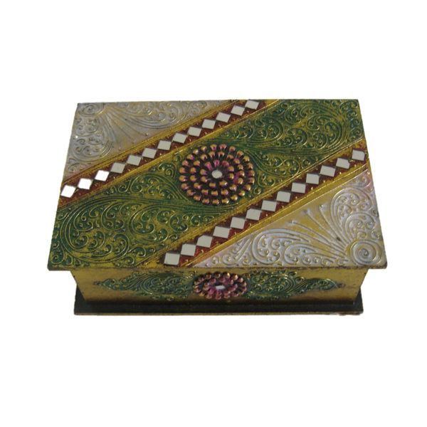 Floral Bounty Trinket Box With Mosaic Glass