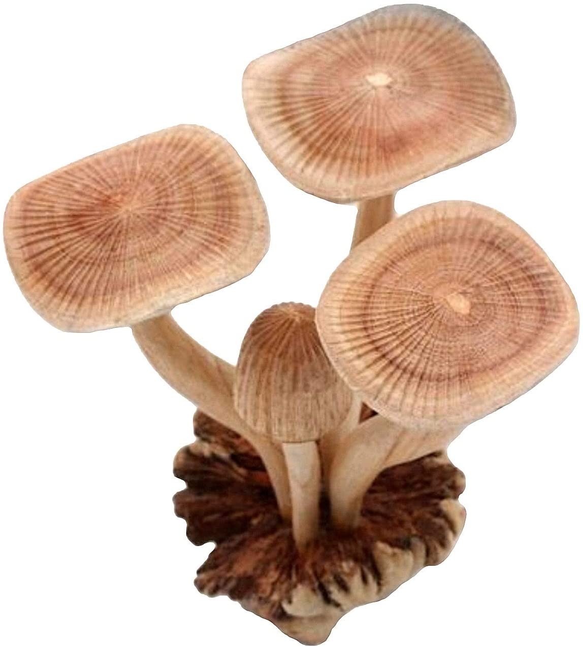OMA Mushroom Statue Wood Carved Forest Garden Mushroom Parasite Wood Figurine