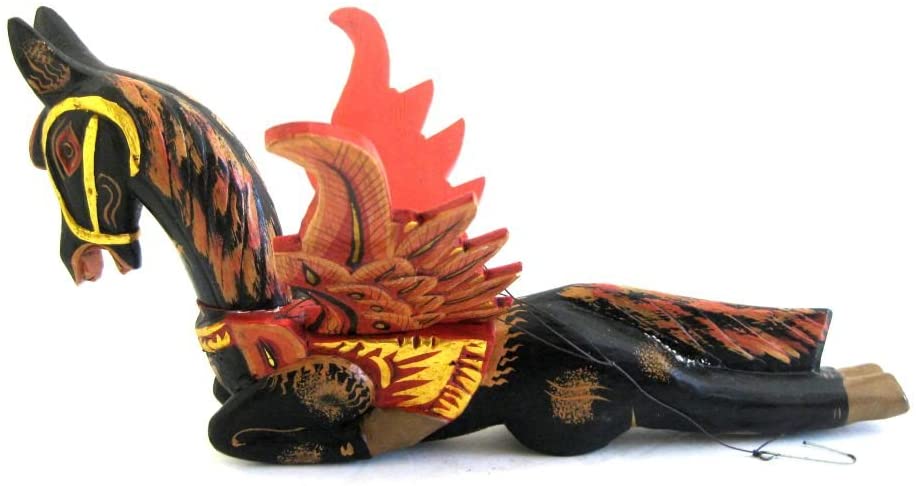 OMA Flying Horse Spirit Chaser Windchime Horse Wind Chime Hanging Mobile Horse Statue - Handcarved (BLACK)