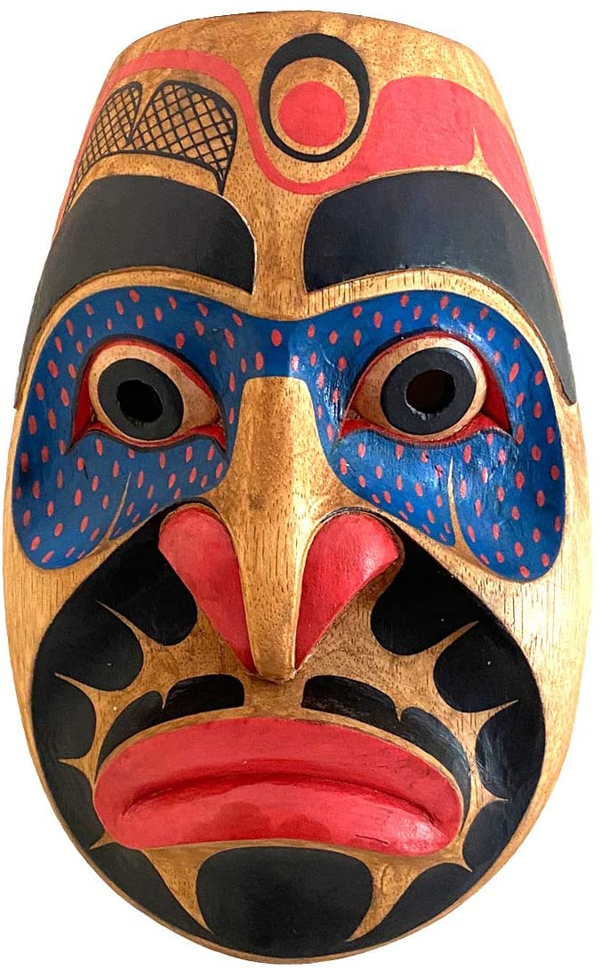 Native American Wall Decor Art Warrior Hawk Protection Wall Mask Hand Crafted Solid Wood - Premium Quality