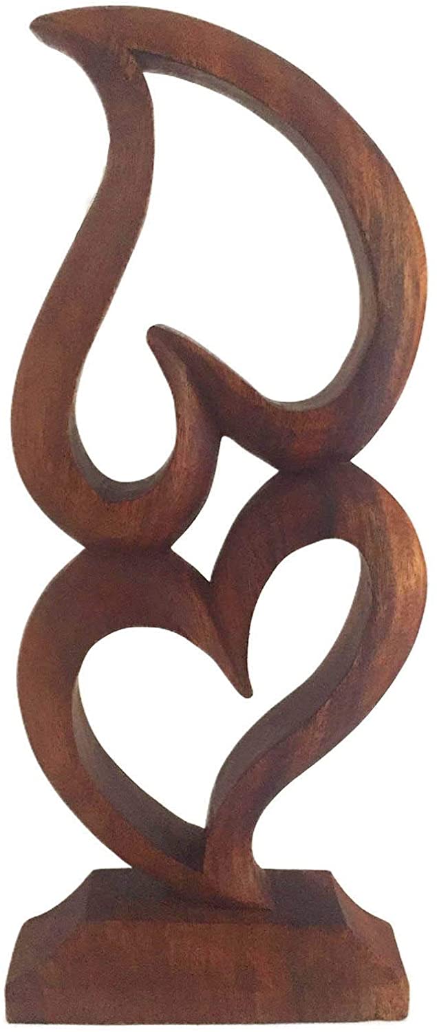 OMA Two Hearts Love Statue Romantic Everlasting Love Embrace Sculpture Wood Carved Modern Art Valentines Day (X - Large - 16)"