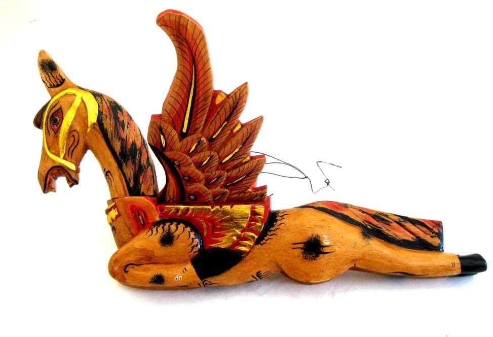 OMA Flying Horse Spirit Chaser Horse Wind Chime Hanging Mobile Horse Statue Unicorn- Handcarved (Brown) Brand