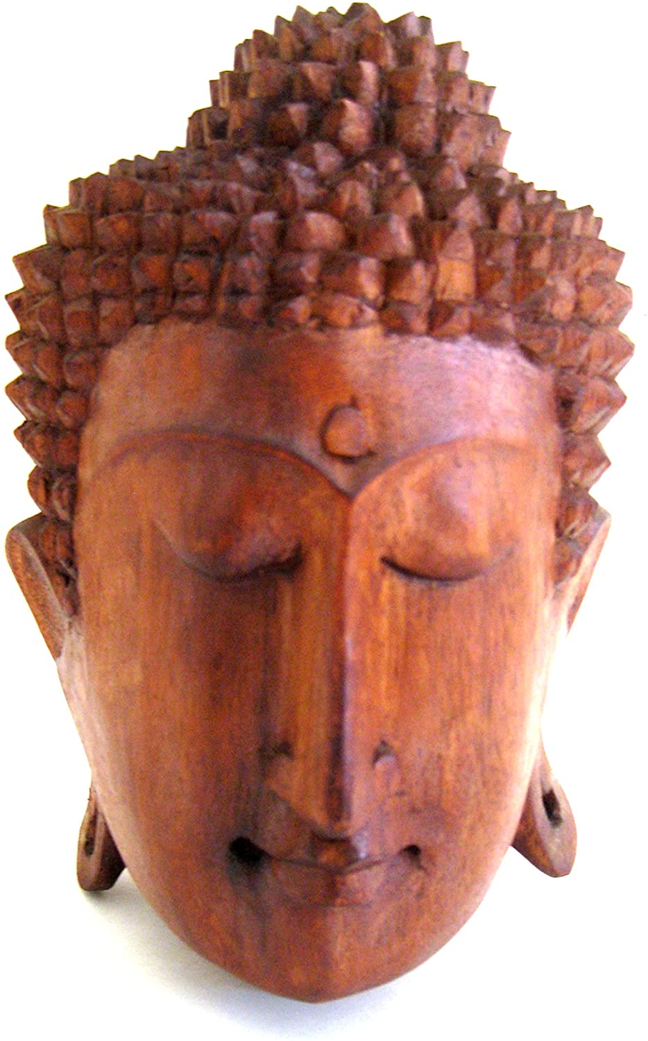 OMA Buddha Head Statue Hand Carved Wood Meditating Buddha Large Size - Collector's Quality Brand