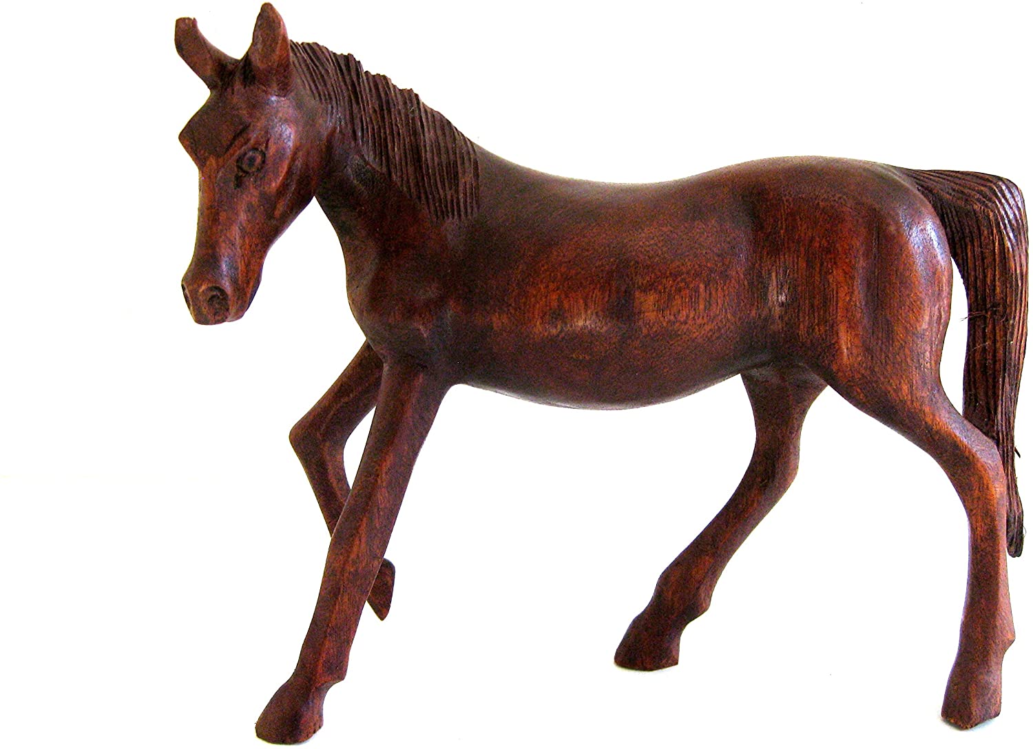 OMA Galloping Horse Wild Stallion Solid Wood Hand Carved Figure Statue