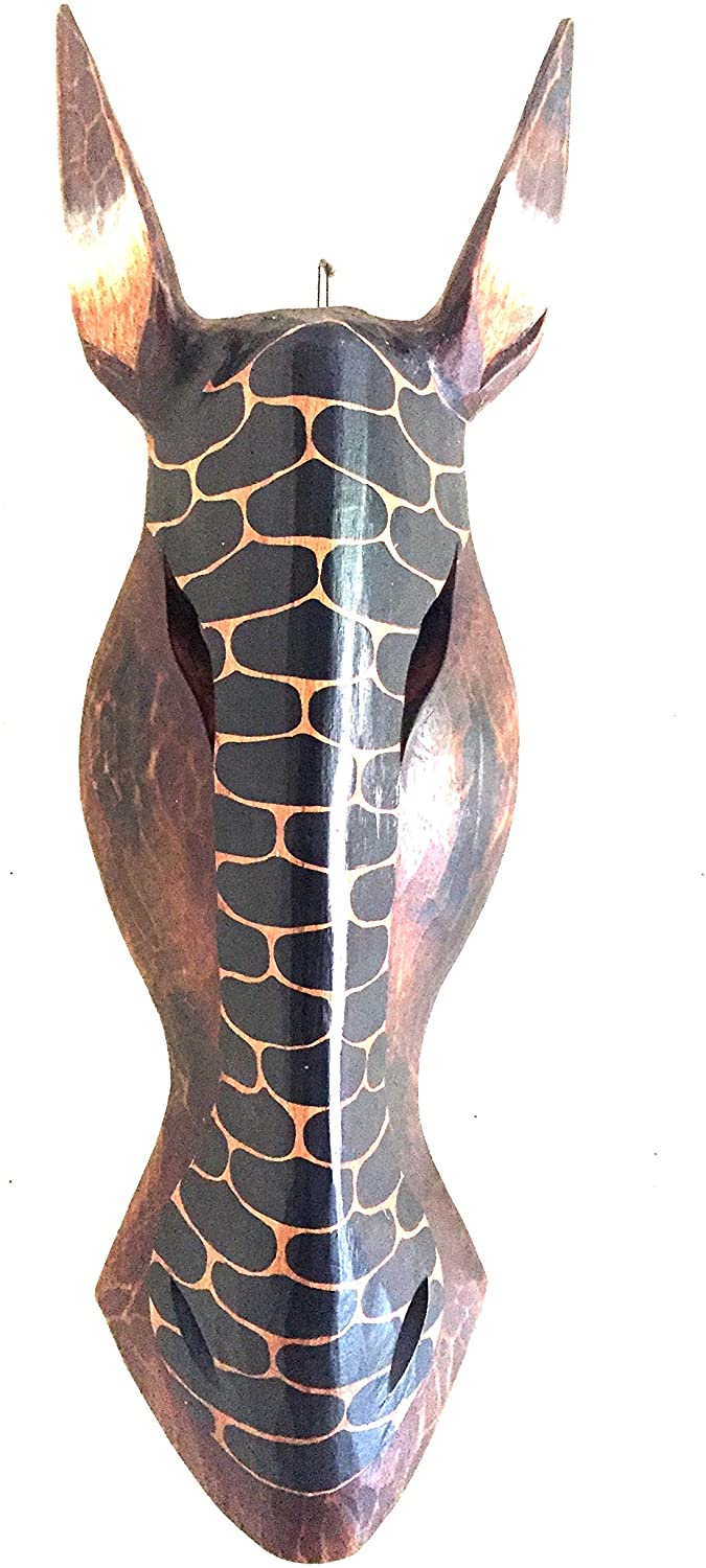 OMA Wood Carved African Mask Wall Decor Hanging African Safari Zebra Giraffe Jungle Decor Gift Home Large Size (Classic, 20)"