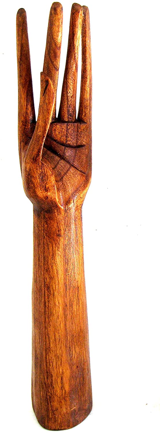 OMA Wood Hand Statue Sculpture Helping Hand Wood Jewelry Display Brand