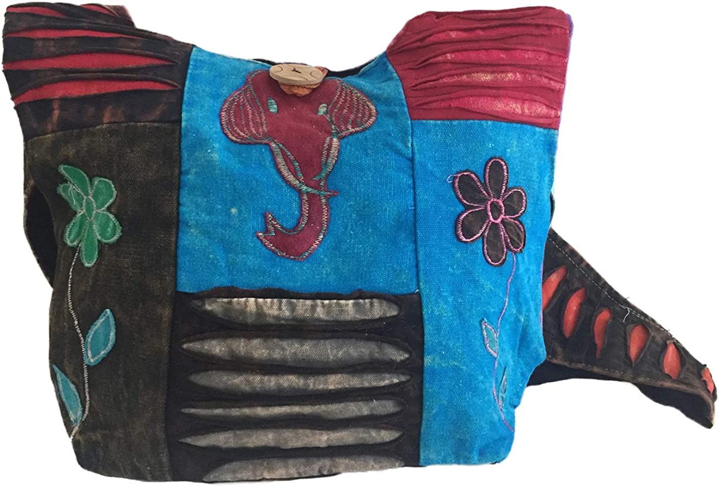 OMA Multi Color Hobo Boho Cotton Ripped Razor Cut Sling Cross Body Messenger Shoulder Bag