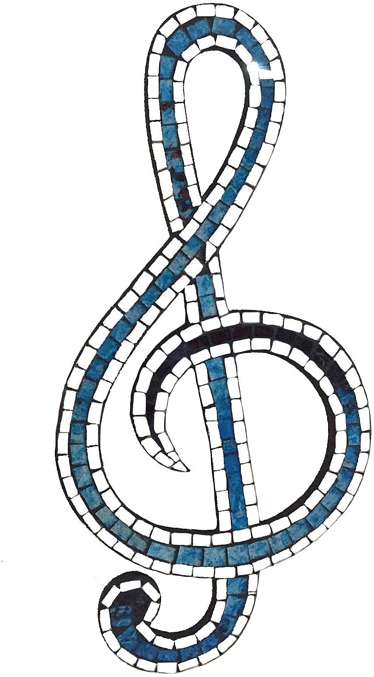 OMA Treble Clef Music Note Mosaic Glass Wall Hanging Decor Wall Art Decor, Size 16