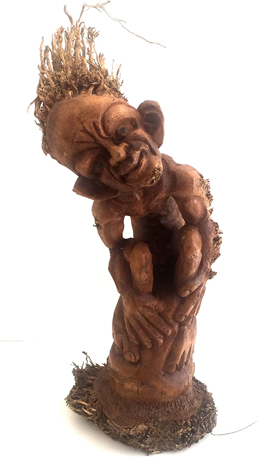 OMA Hand Carved Natural Bamboo Root Garden Gnome Statue Ornament Lucky Garden Fairy, Large Size Brand