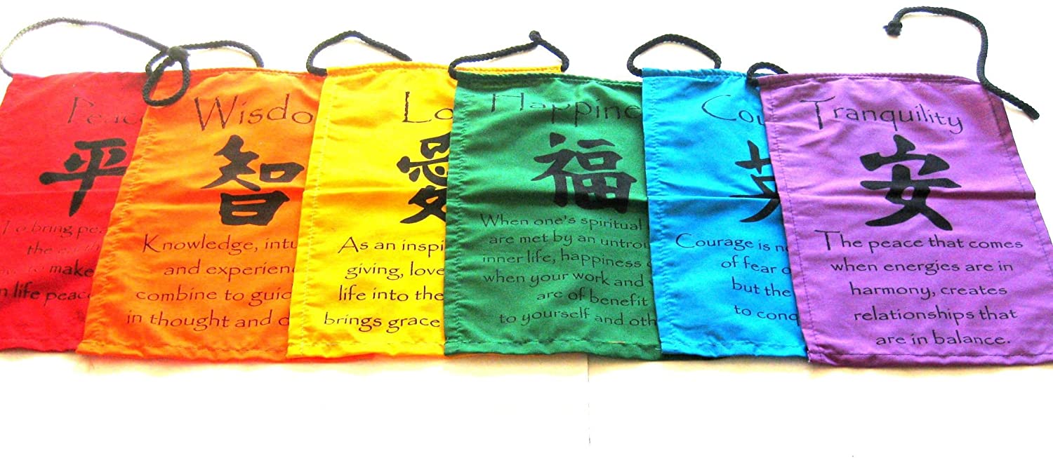 OMA Prayer Flag Chakra Wall Hanging Decor Tibetan Prayer Flag Banner Tibetian Buddha Quotes - XLG.-Professional Quality Brand