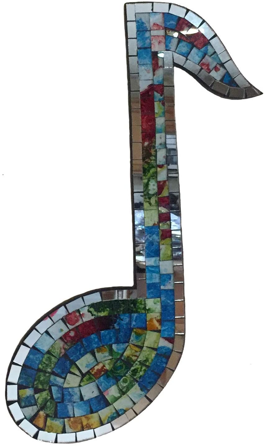 OMAÂ® 8th Note Music Wall Art Decor Mosaic Glass Bright Colors, UNIQUE PIECE - LARGE 16",OMAÂ® 8th Note Music Wall Art Decor Mosaic Glass Bright Colors
