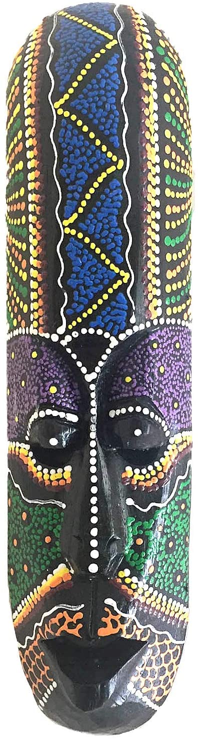 OmaÂ® African Mask Lucky In Love Aboriginal Style Hand Painted Wooden Mask Wall Hanging Decor