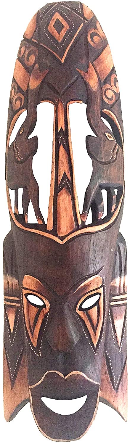 OMA African Mask Wall Art Hanging Lucky Elephant African Safari Tribal Home Decor Gift - Large Size