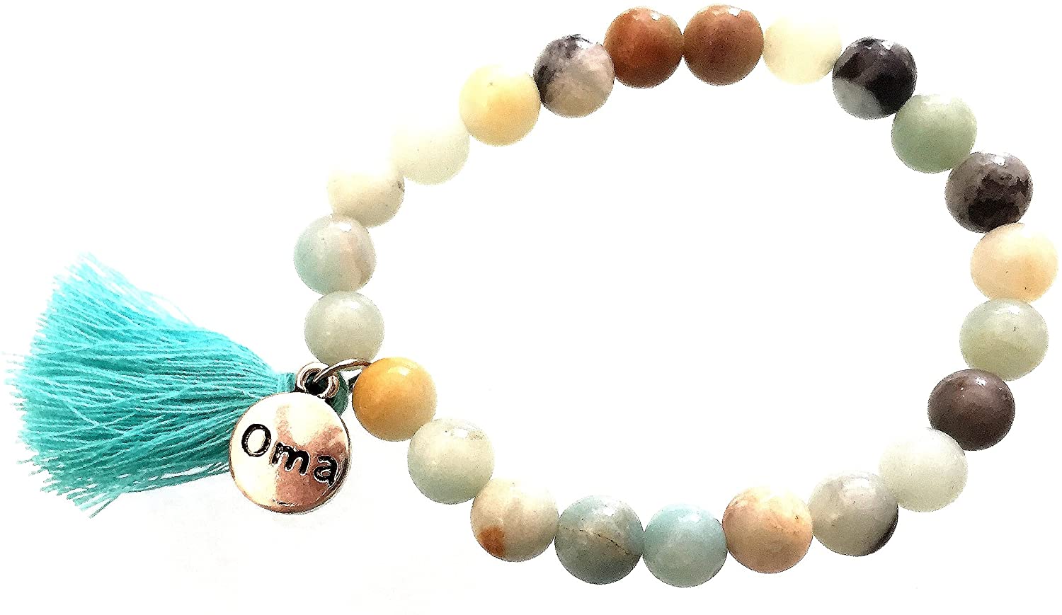 OMA Buddha Healing Gemstone Lava Stone Chakra Bracelet for Yoga and Meditation Brand (Amazonite)