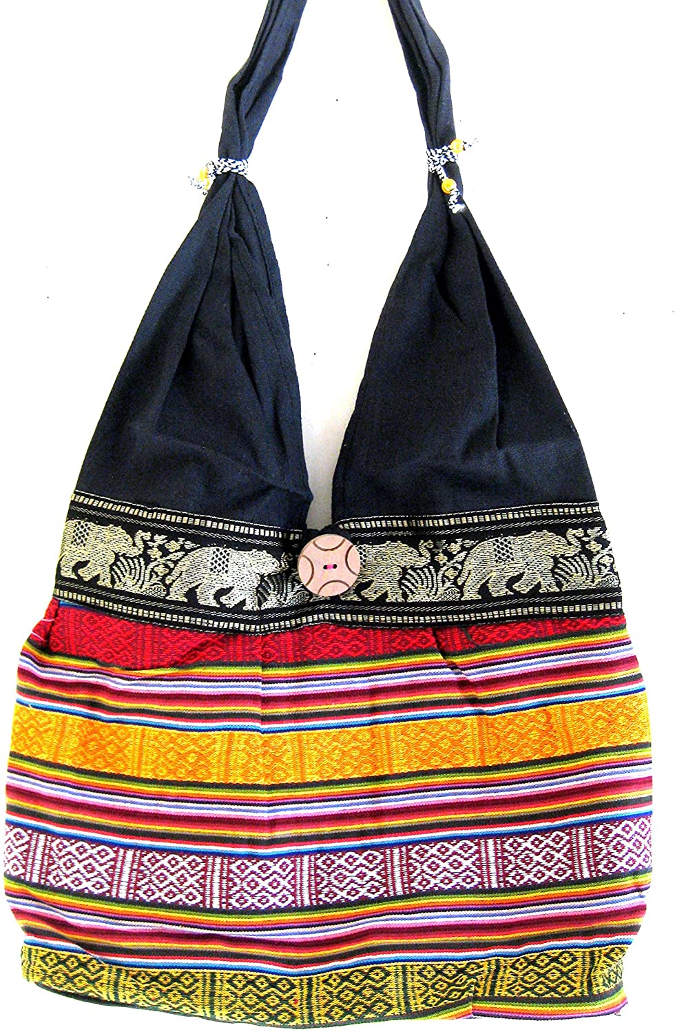 OMA Hippy Boho Bohemian Sling Crossbody Shoulder Bag Elephant Tote Sling Bag, Stunning Brocade - Multi Color Brand