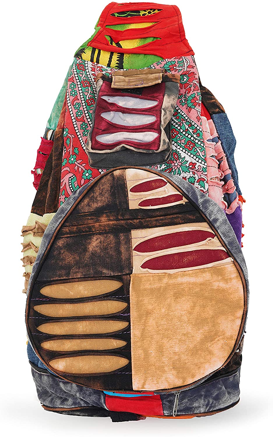 OMA Multi Color Hobo Boho Cotton Ripped Razor Cut Sling Crossbody Messenger Shoulder Bag