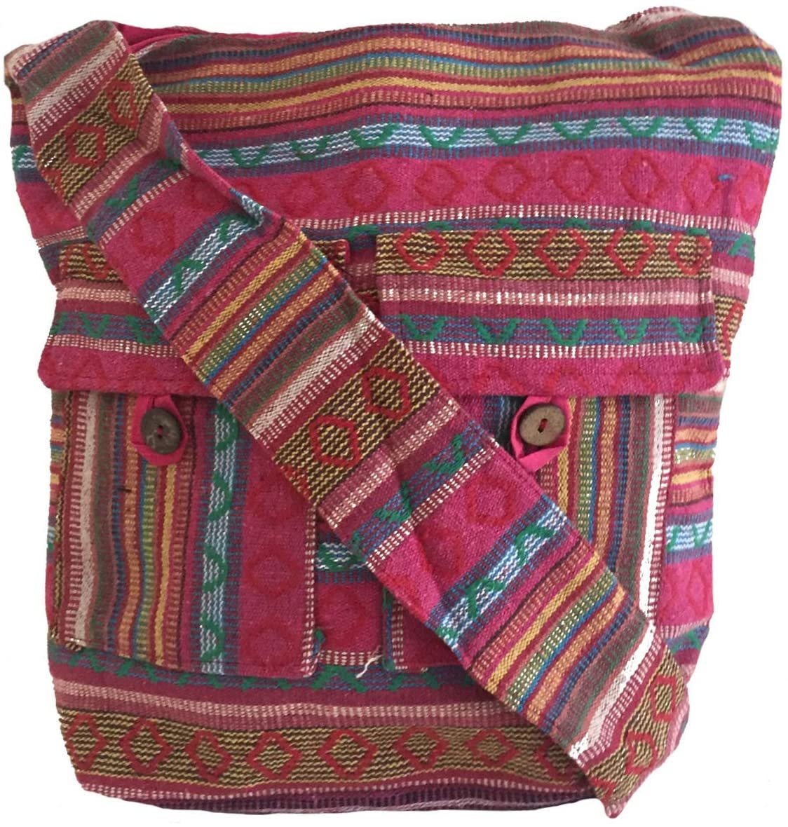 OMA Aztec Canvas Large Cross Body Shoulder Bag Hippy Hobo Woven Multi Color Sling Messenger Bag - Premium Quality