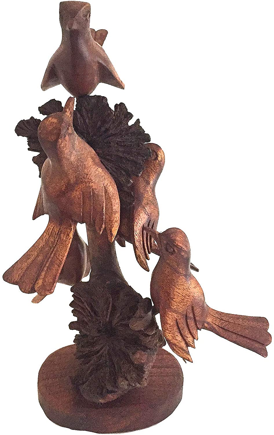 OMA Wood Hand Carved Bird Statue Figurine Bird Decor, Intricate Details