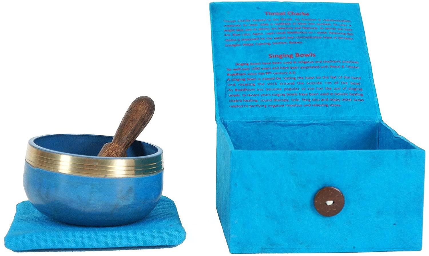 JIVE Chakra Singing Bowl Set Palm Size Throat Chakra Blue Tibetan Singing Bowl - Premium Quality