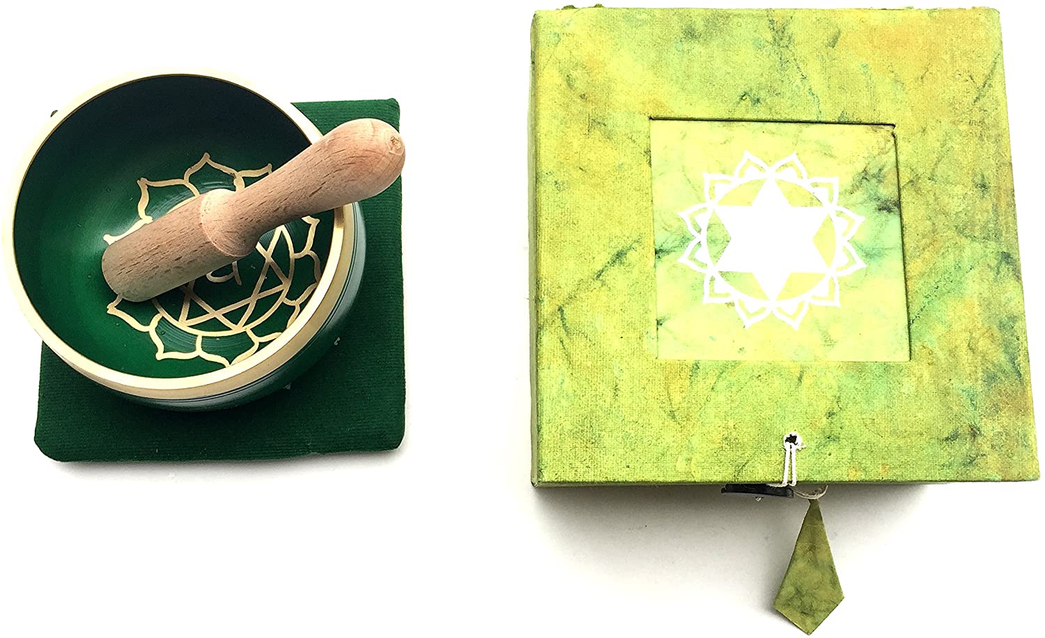 JIVE Tibetan Chakra Singing Bowl Set Palm Size Heart Green Chakra Singing Bowl - Premium Quality
