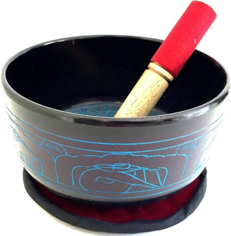 Large Tibetan Buddha OM Mani Singing Bowl Cushion Mallet Set For Yoga & Meditation - PREMIUM QUALITY - JIVE BRAND (Large - 7 Inches)