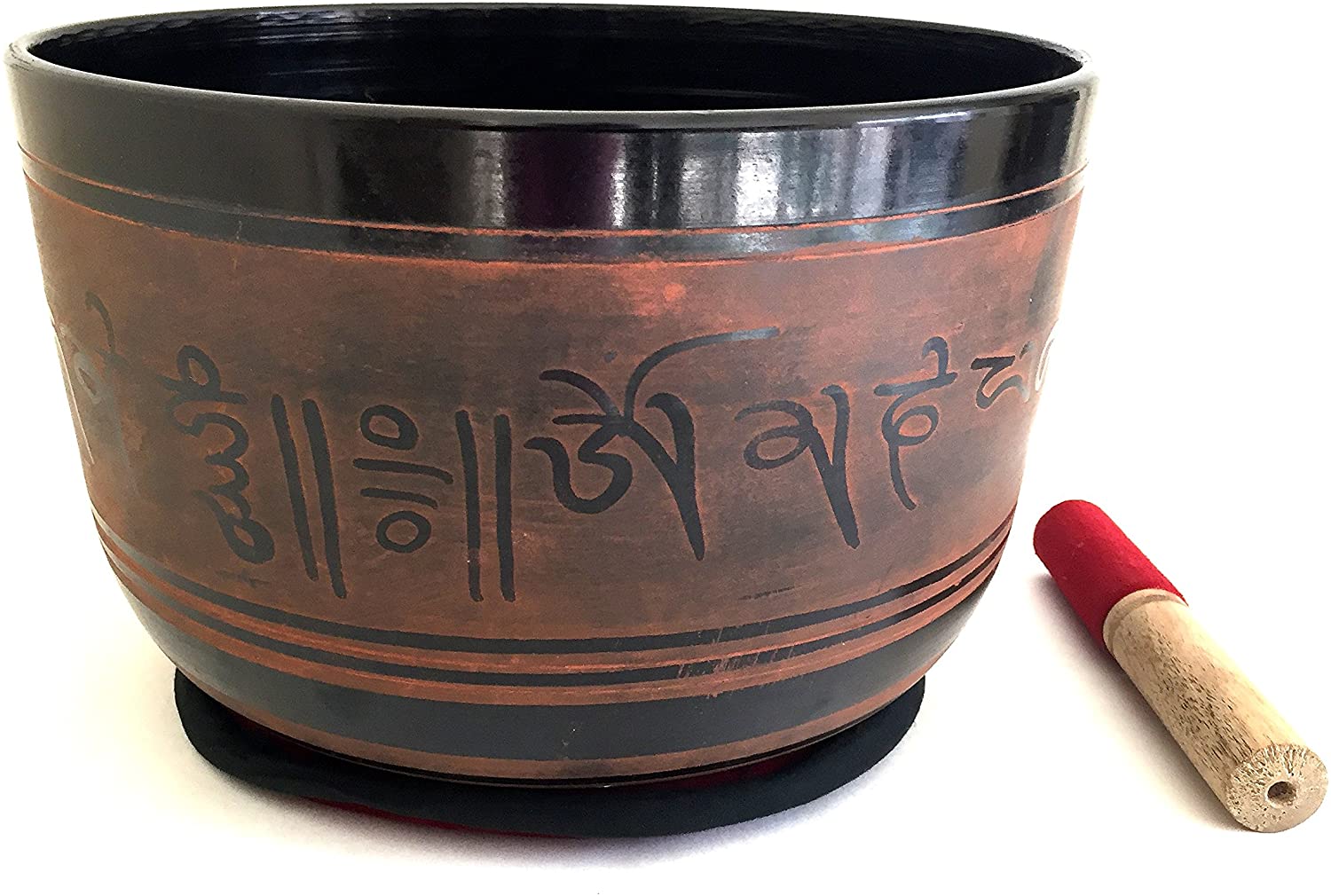 XX Large HEAVY Tibetan Singing Bowl Set Buddha OM Mani Style With Cushion & Mallet For Meditation & Yoga - PREMIUM QUALITY - JIVE BRAND (XX Large - 10.5 Inches, Red)