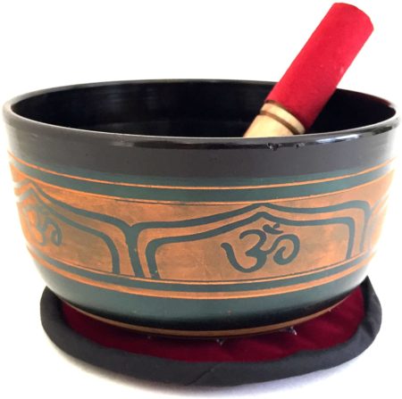 X Large Tibetan OM Ganesh Singing Bowl Mallet Cushion Set For Meditation & Yoga - PREMIUM QUALITY - JIVE BRAND (XLarge - 8 Inches)