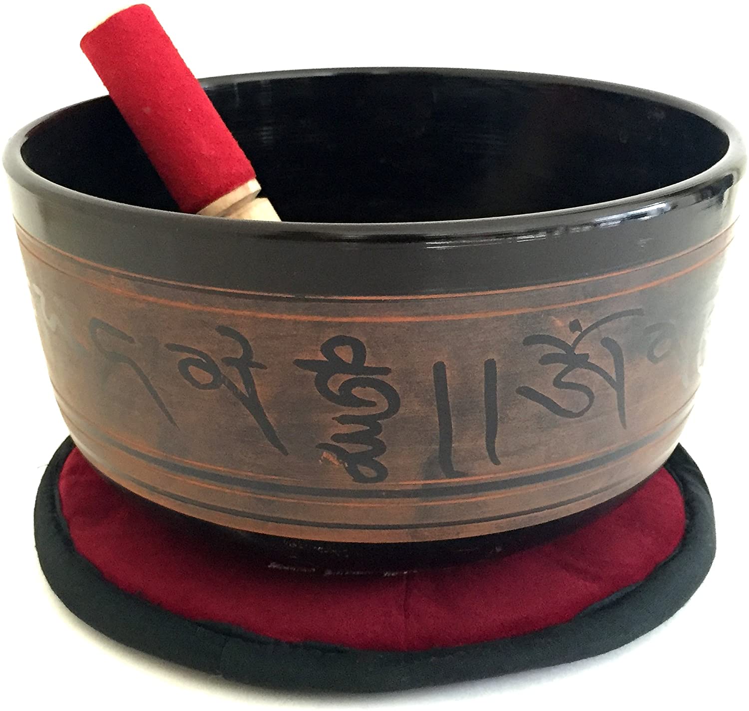 XX Large HEAVY Tibetan OM Ganesh Singing Bowl Mallet Cushion Set For Meditation & Yoga - PREMIUM QUALITY - JIVE BRAND (XX Large - 10.5 Inches)