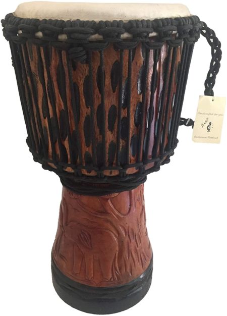Djembe Drum Bongo Congo Deep Carved Elephant Design African Drum LARGE 20 Tall Solid Wood Professional Quality - JIVE BRAND"