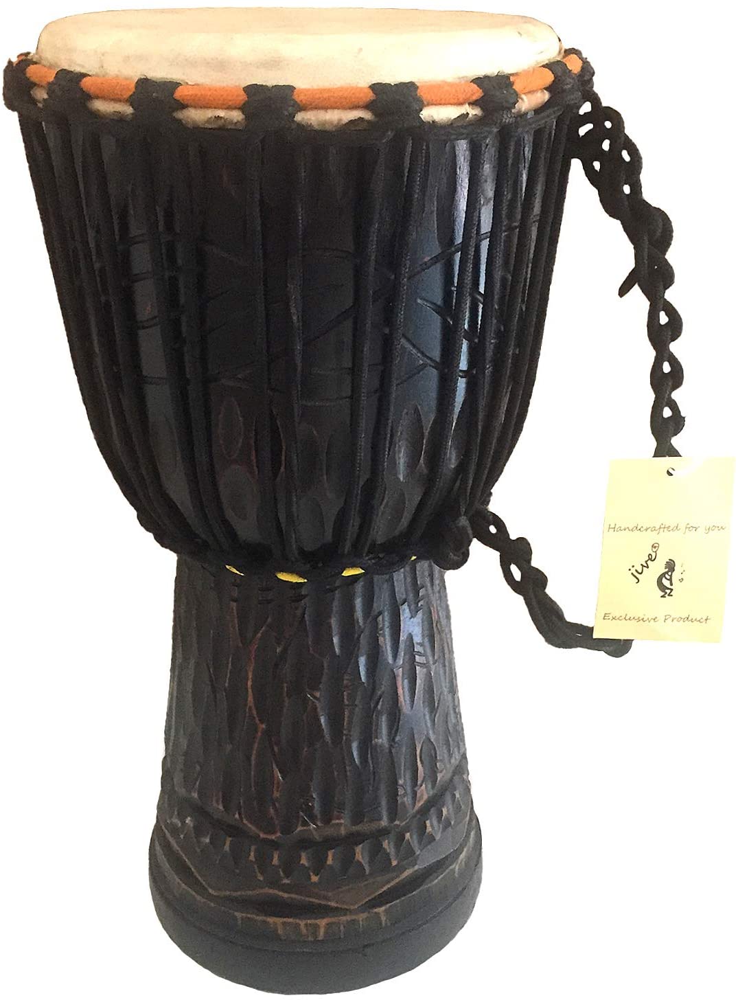 JIVE Djembe Drum African Bongo Congo Wood Drum Deep Carved Solid Mahogany Goat Skin Professional Quality 16 High"