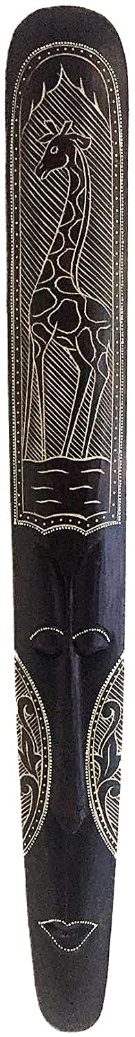 OMA African Mask Wall Hanging Wood Carved Protection Tribal Tiki Mask Decor - (Giraffe)