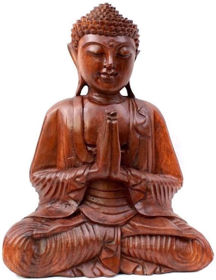 OMA Wooden Meditating Buddha Statue Hand Carved Praying Buddha Home Decor Sculpture - Premium Quality (12- Praying)"