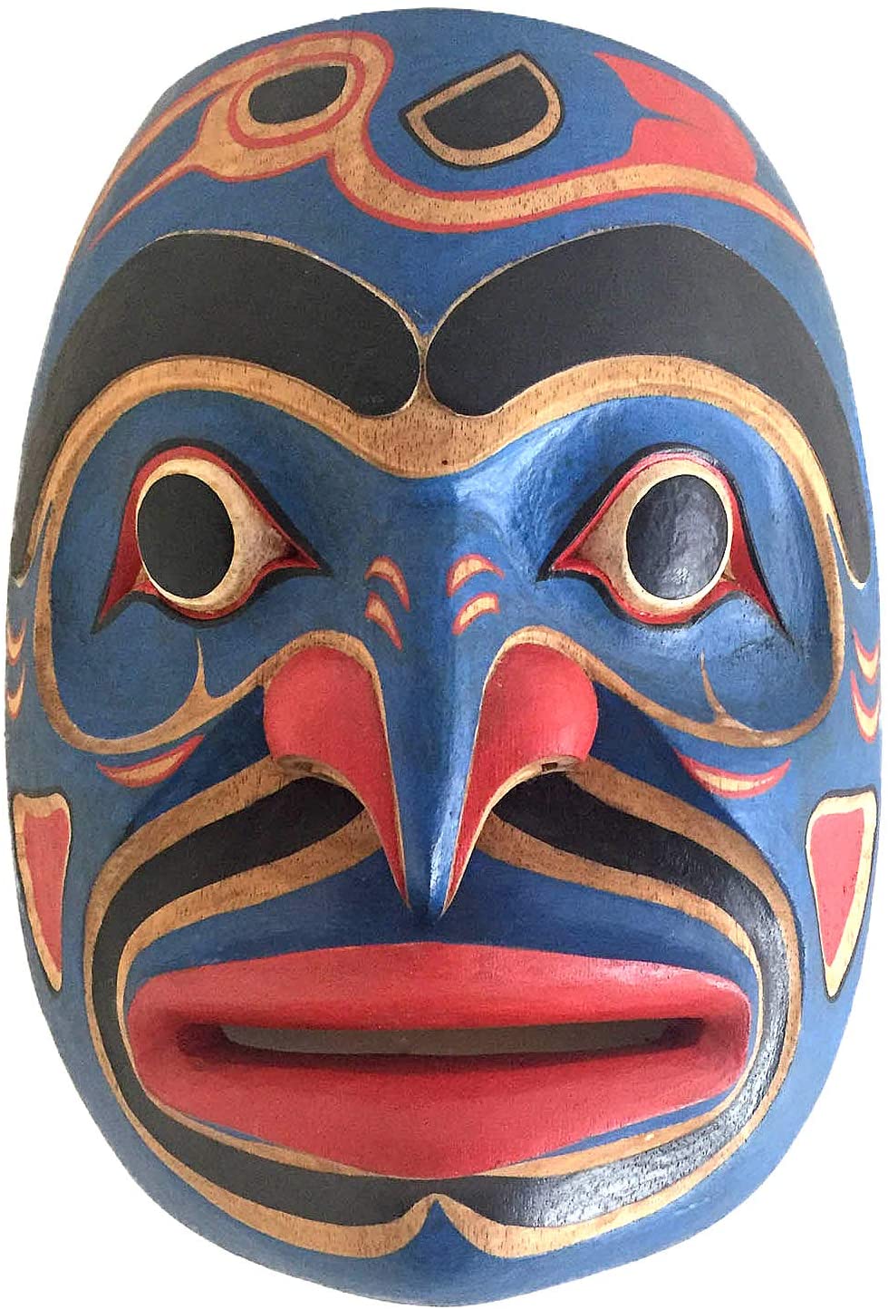 OMA Native American Wall Decor Art Blue Man Shaman Wall Mask Hand Crafted Solid Wood - Premium Quality
