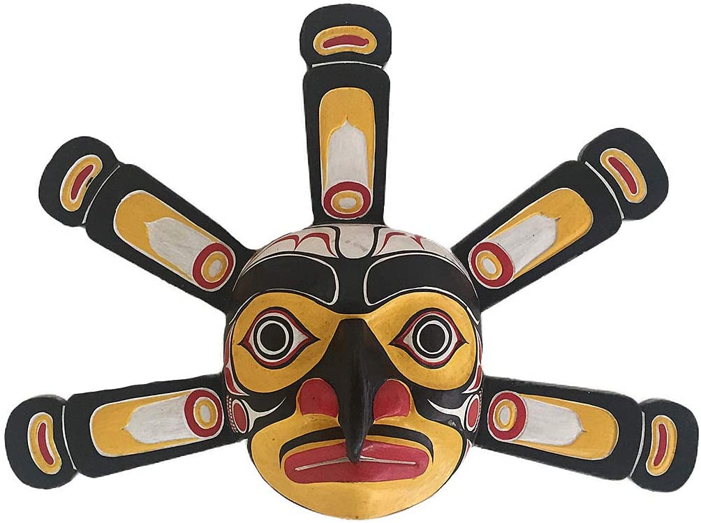 OMA Native American Wall Art Sun Mask for Fortune & Luck Wall Hanging Decor Hand Crafted Solid Wood - Premium Quality