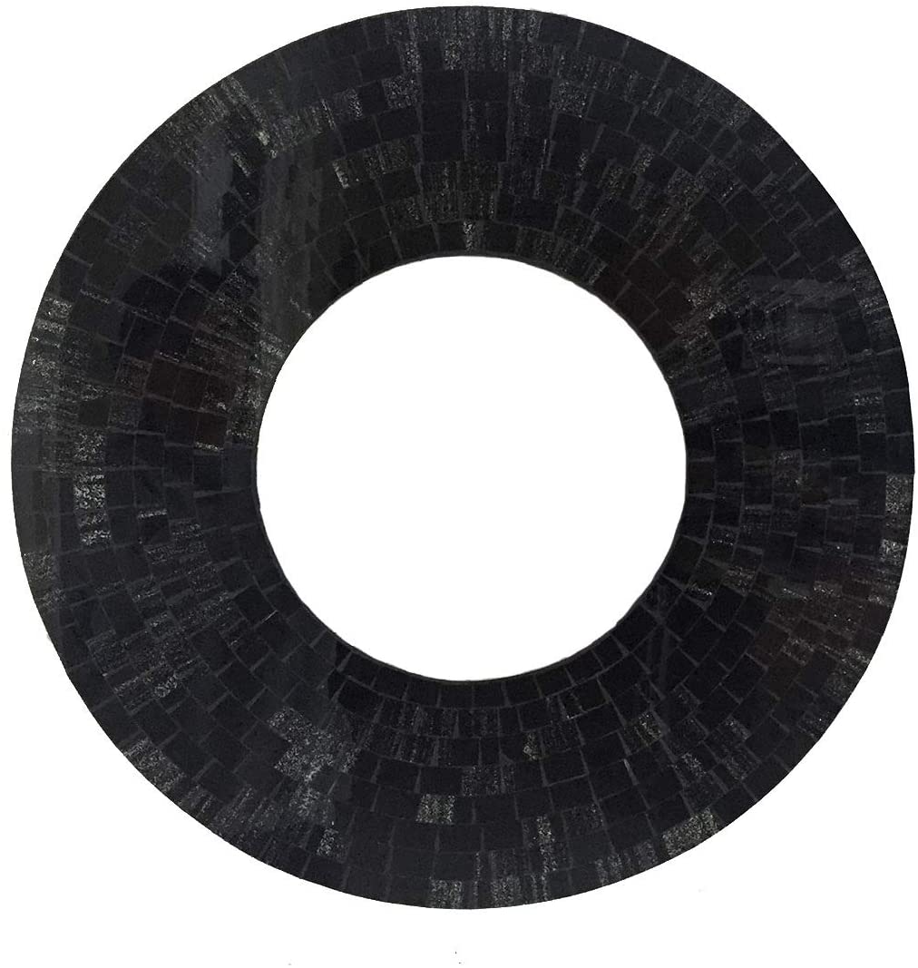 OMA Black Mosaic Glass Wall Mirror Hand Crafted Round Wall Mounted Mirror - Large Size - Premium Quality (Black)