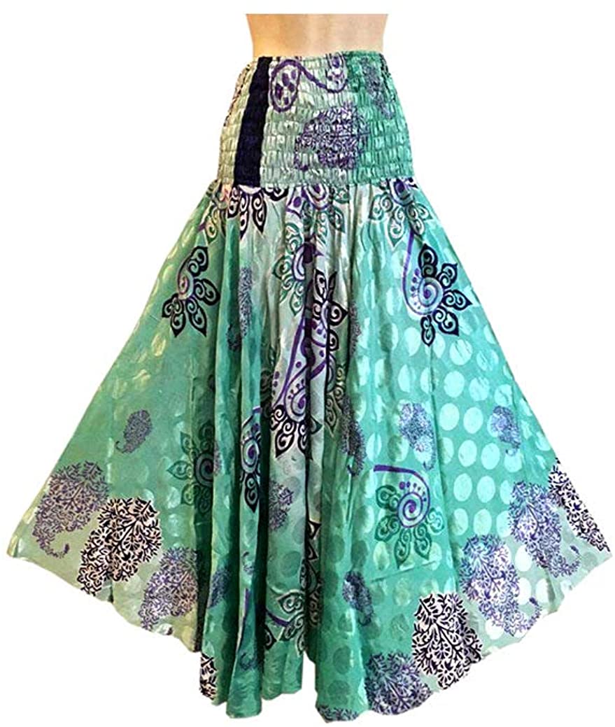 Women's Silk Long Skirt Palazzo Pants Divided Split Sari Skirt Long Maxi Wide Leg Harem Pants - Assorted Colors- Premium Quality