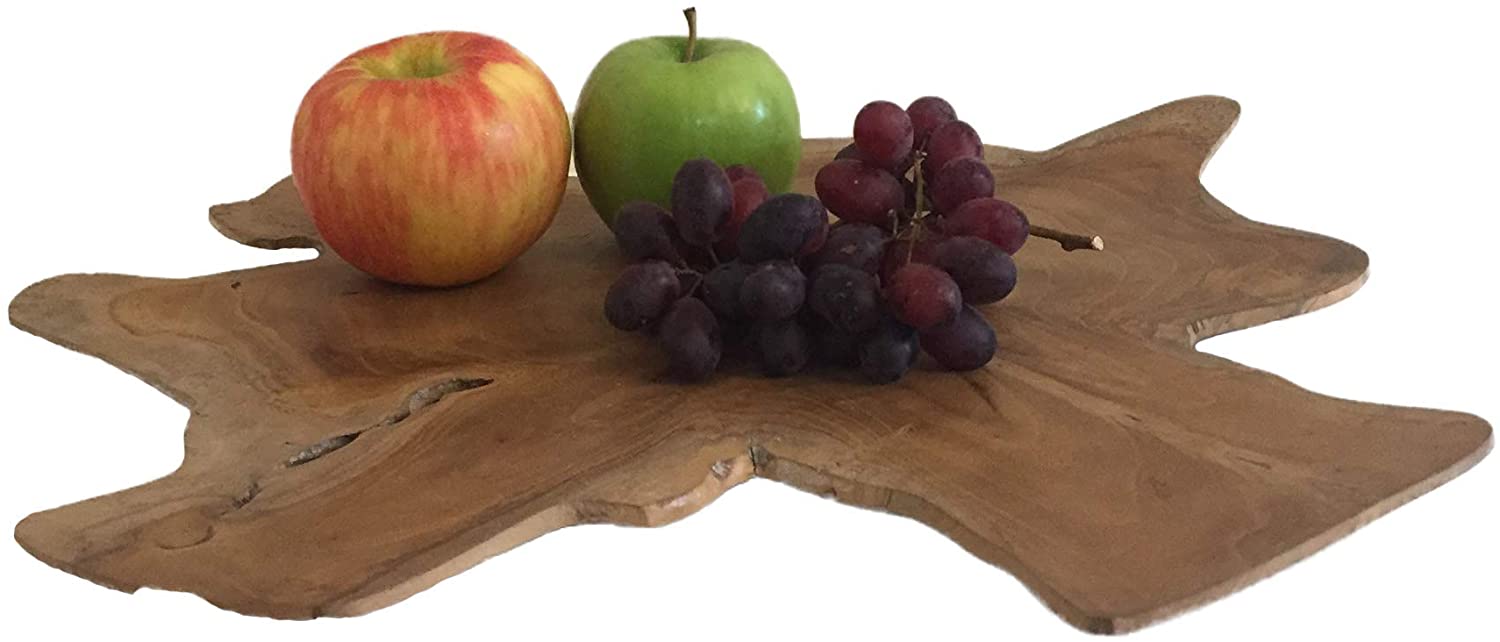 Natural Wood Serving Tray Party Platter Organic Teak Wood Root - Hand Crafted - Premium Quality