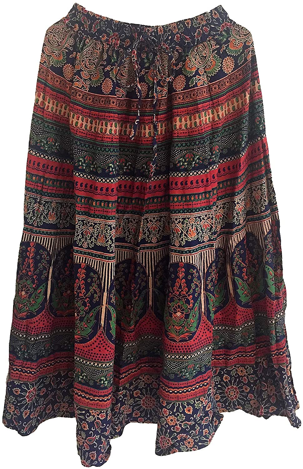 Women's Vintage Bohemian Cotton Long Skirt Mandala Style Long Maxi Dress Hippie (Blue)