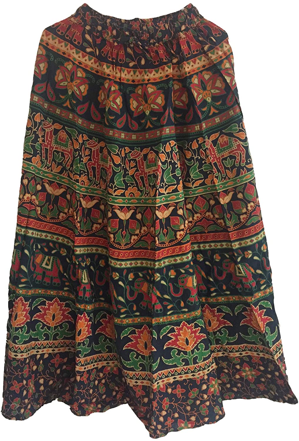 Women's Vintage Bohemian Cotton Long Skirt Mandala Style Long Maxi Dress Hippie (Green)
