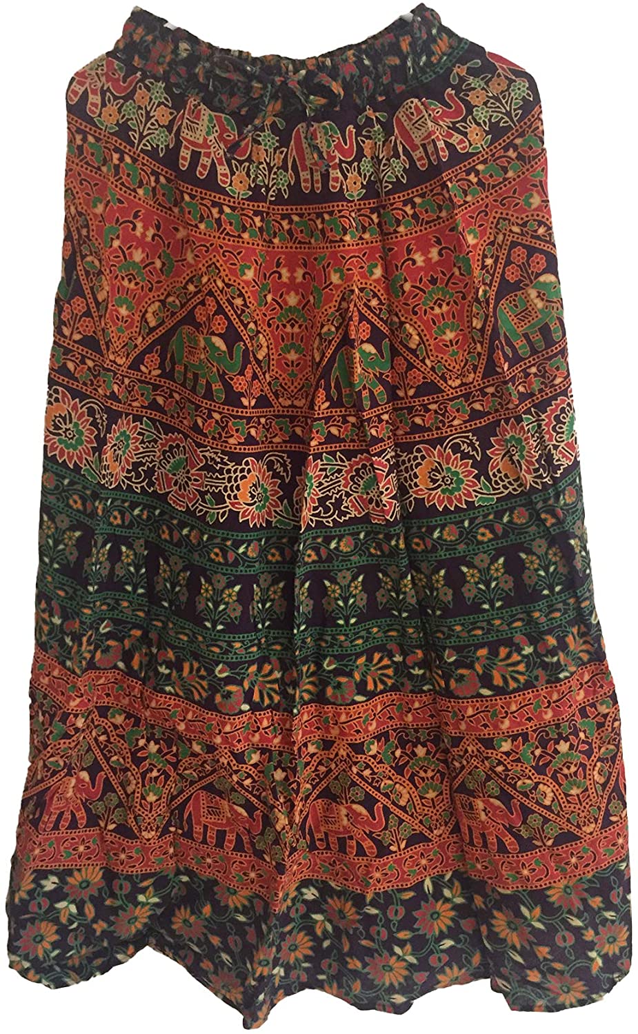 Women's Vintage Bohemian Cotton Long Skirt Mandala Style Long Maxi Dress Hippie (Orange)