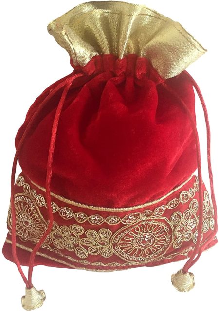 Large Velvet God Embroidered Sequins Gift Bag Soft Drawstring Pouch Jewelry Candy Tarot Gift Bag Wedding Favor Bags (Red)