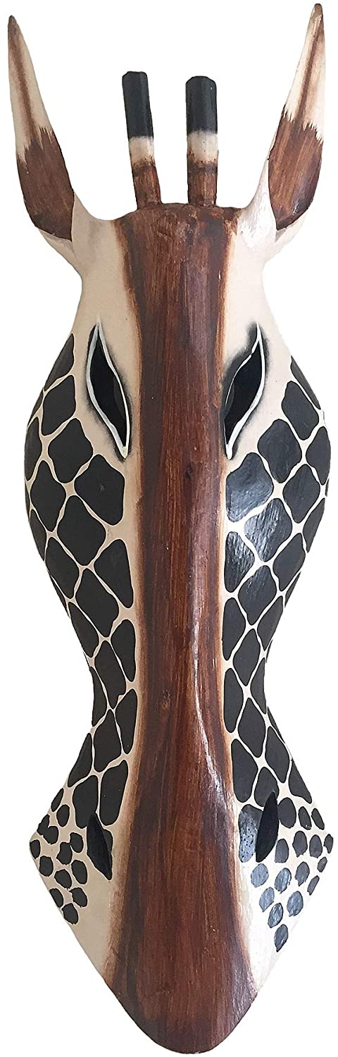 OMA Wood Carved African Mask Wall Decor Hanging African Safari Zebra Giraffe Jungle Decor Gift Home Large Size (Multi, 20)"